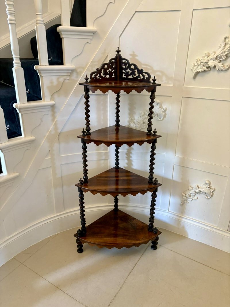 Superb Quality Antique Victorian 4 Tier Rosewood Corner Whatnot